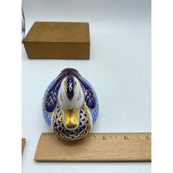 Imari Duck paper Wt ROYAL CROWN DERBY England bone china 22K gold silver stopper - Picture 10 of 10